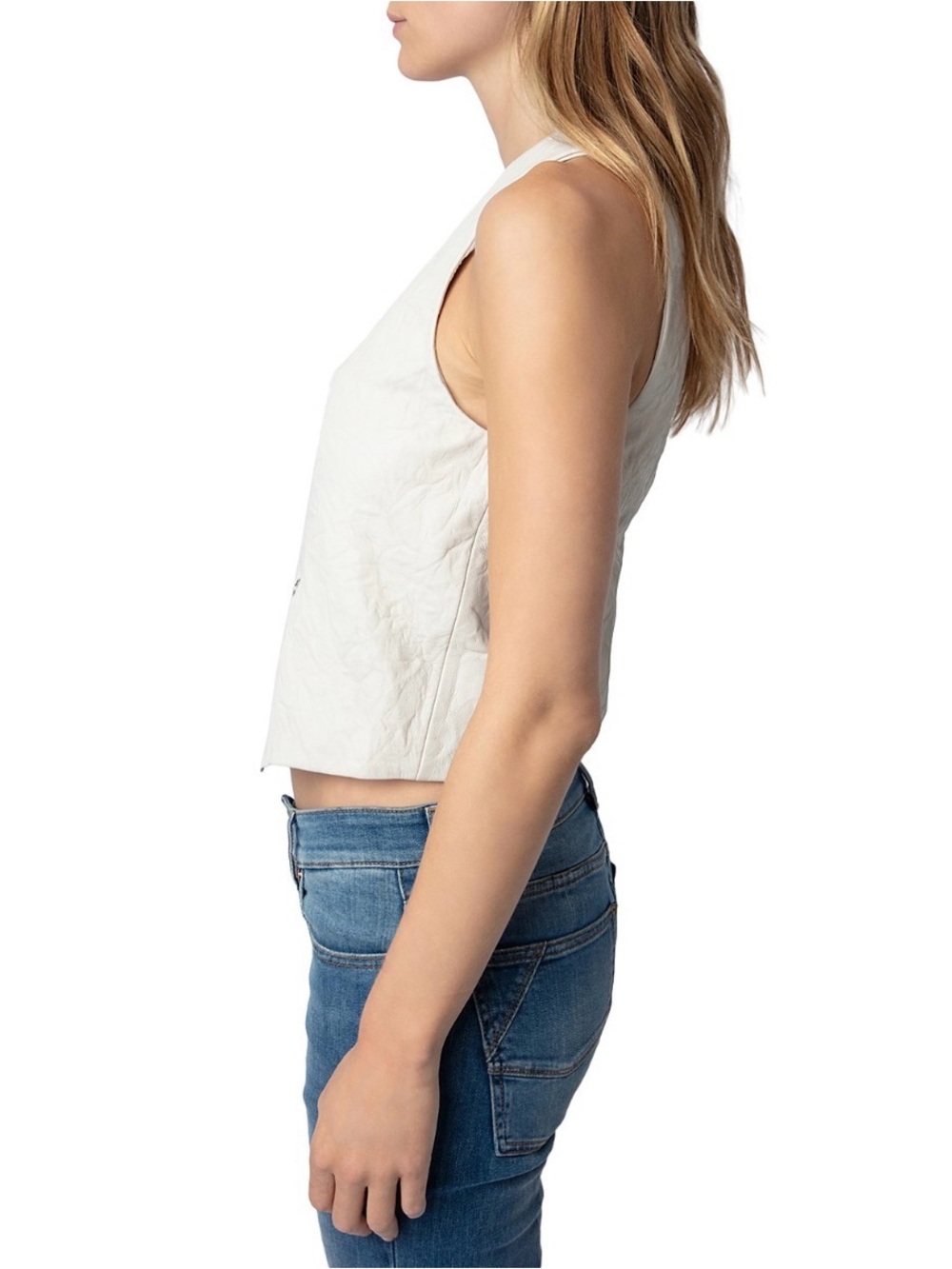 Zadig & Voltaire Cream V-Neck Buttoned Vest - Picture 4 of 6